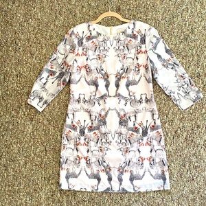 Ted Baker London minidress, size 2, pink with gray print